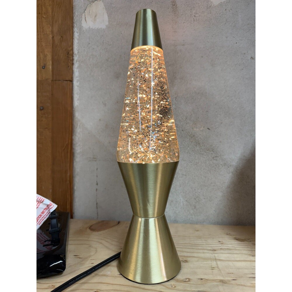 14" Gold Glitter Motion Lamp Silver Holographic Retro Lava Style Accent Light